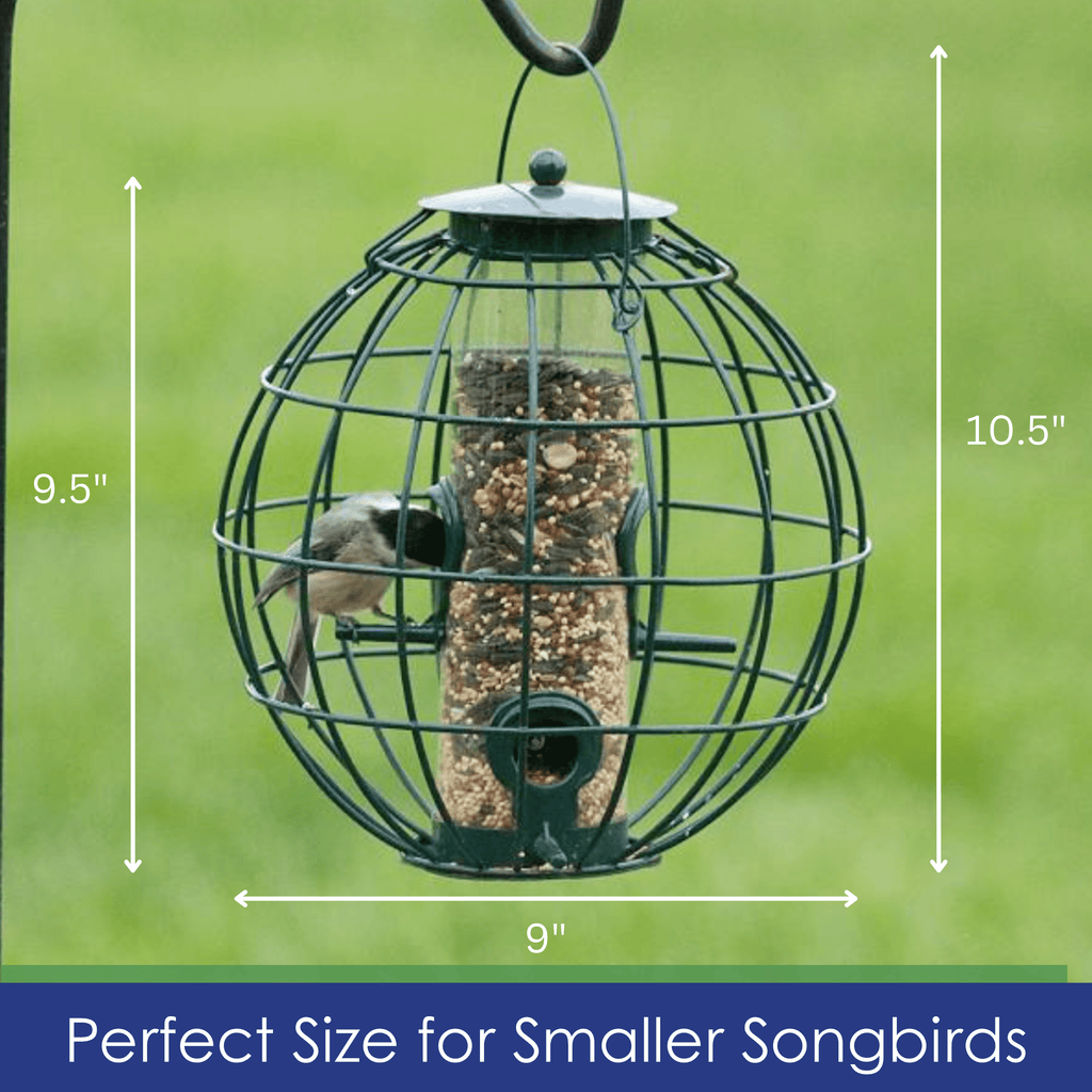 Bird Feeder Orb Caged Green Finch Feeder, 2 Cup Capacity