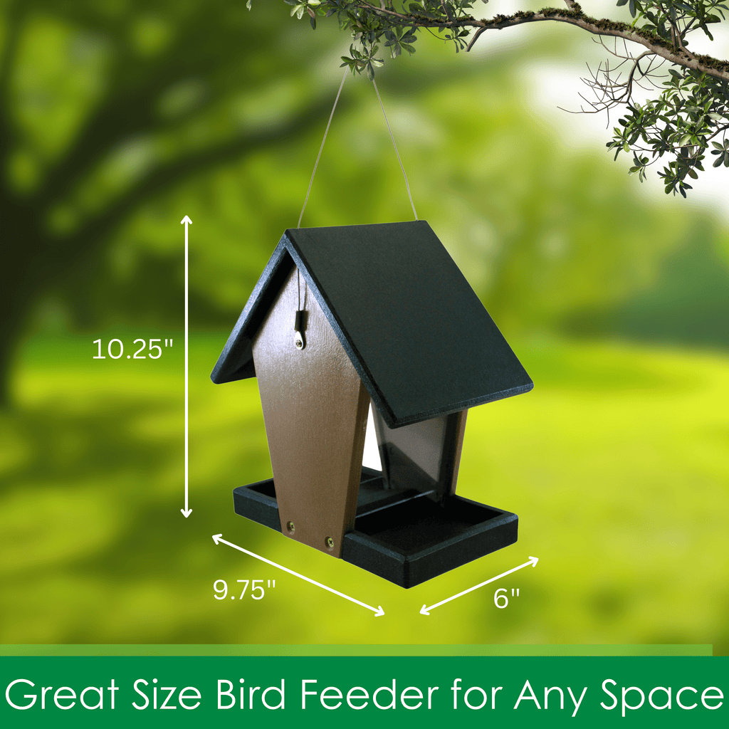 Hopper Feeder Recycled Plastic Wild Bird Feeder for Bird Seed, 6 Cup Capacity