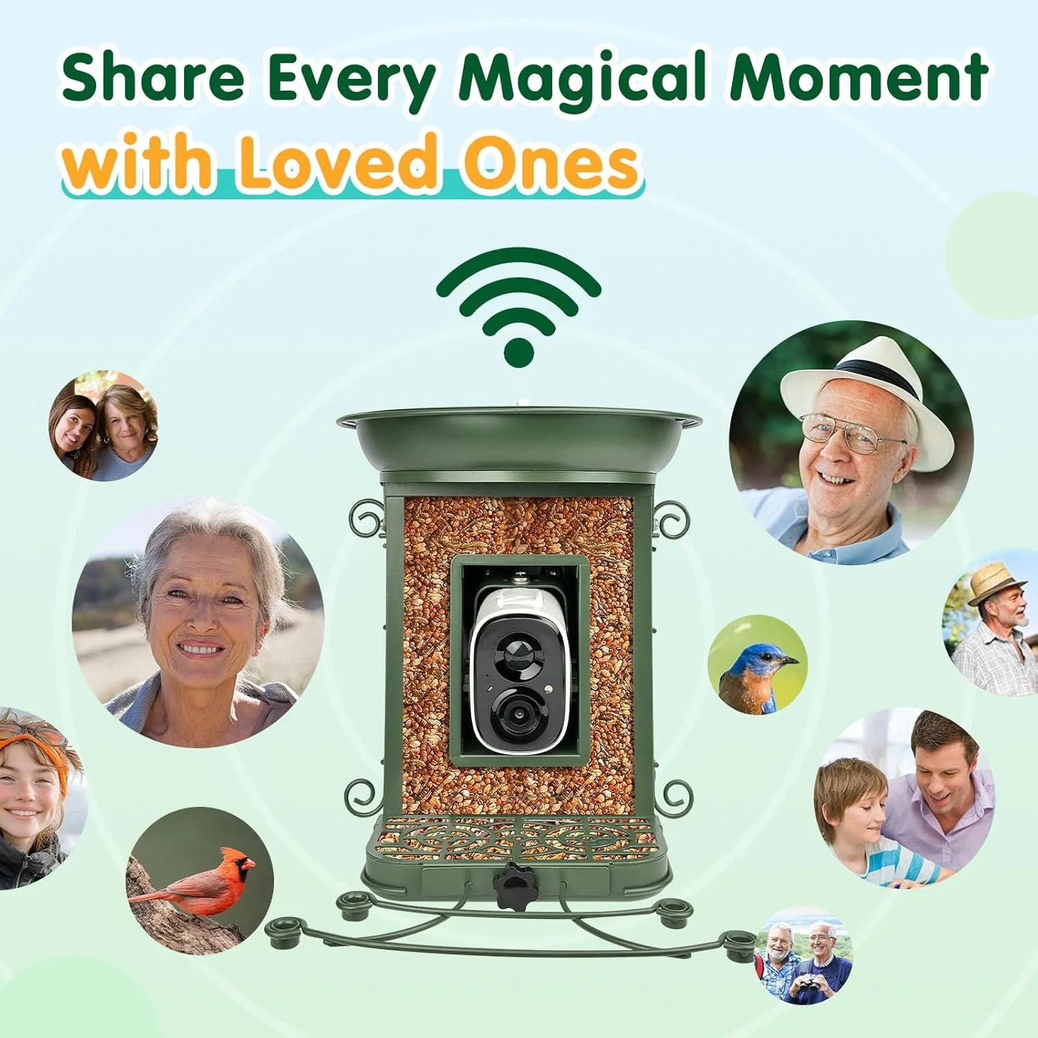 Advanced Smart Bird Feeder with Integrated Camera and Solar-Powered Bird Bath, Featuring AI Bird Identification and App Notifications