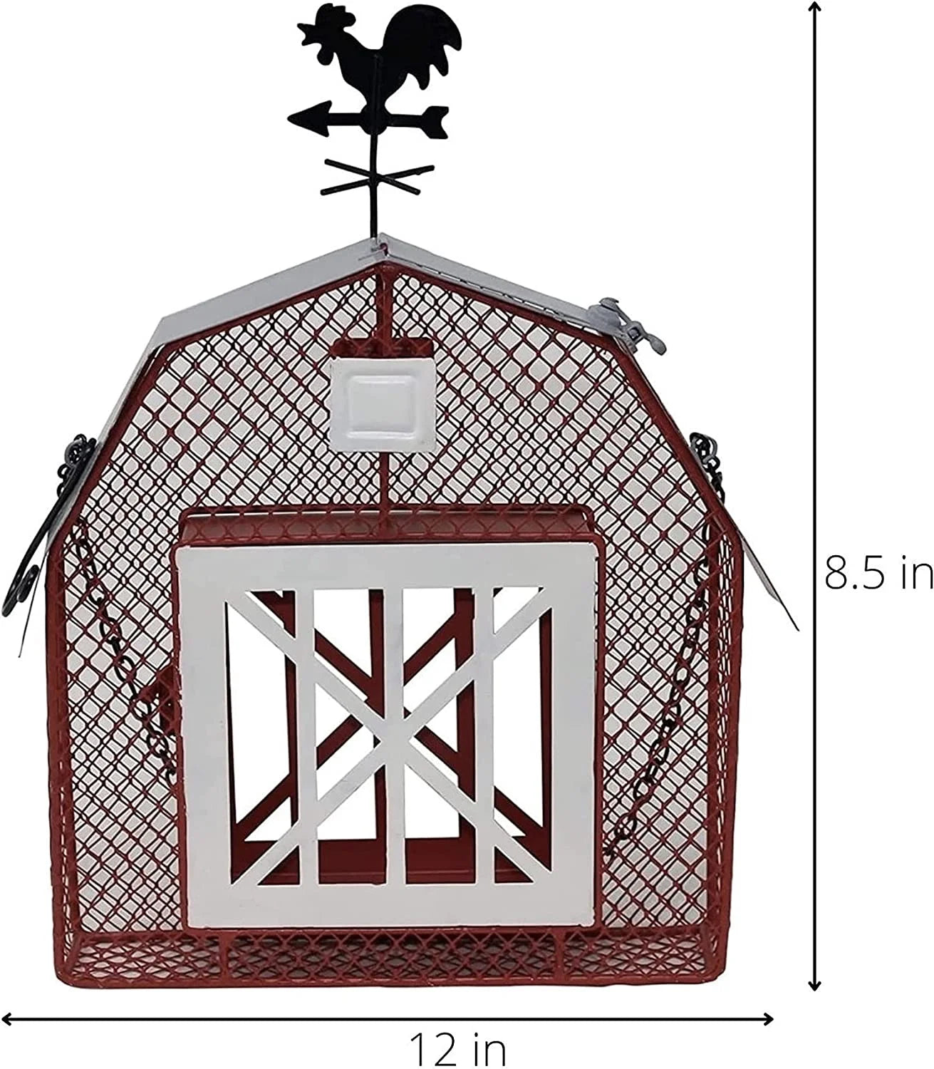 Sunflower Seed and Suet Feeder, Metal Mesh Bird Feeder, Red Barn