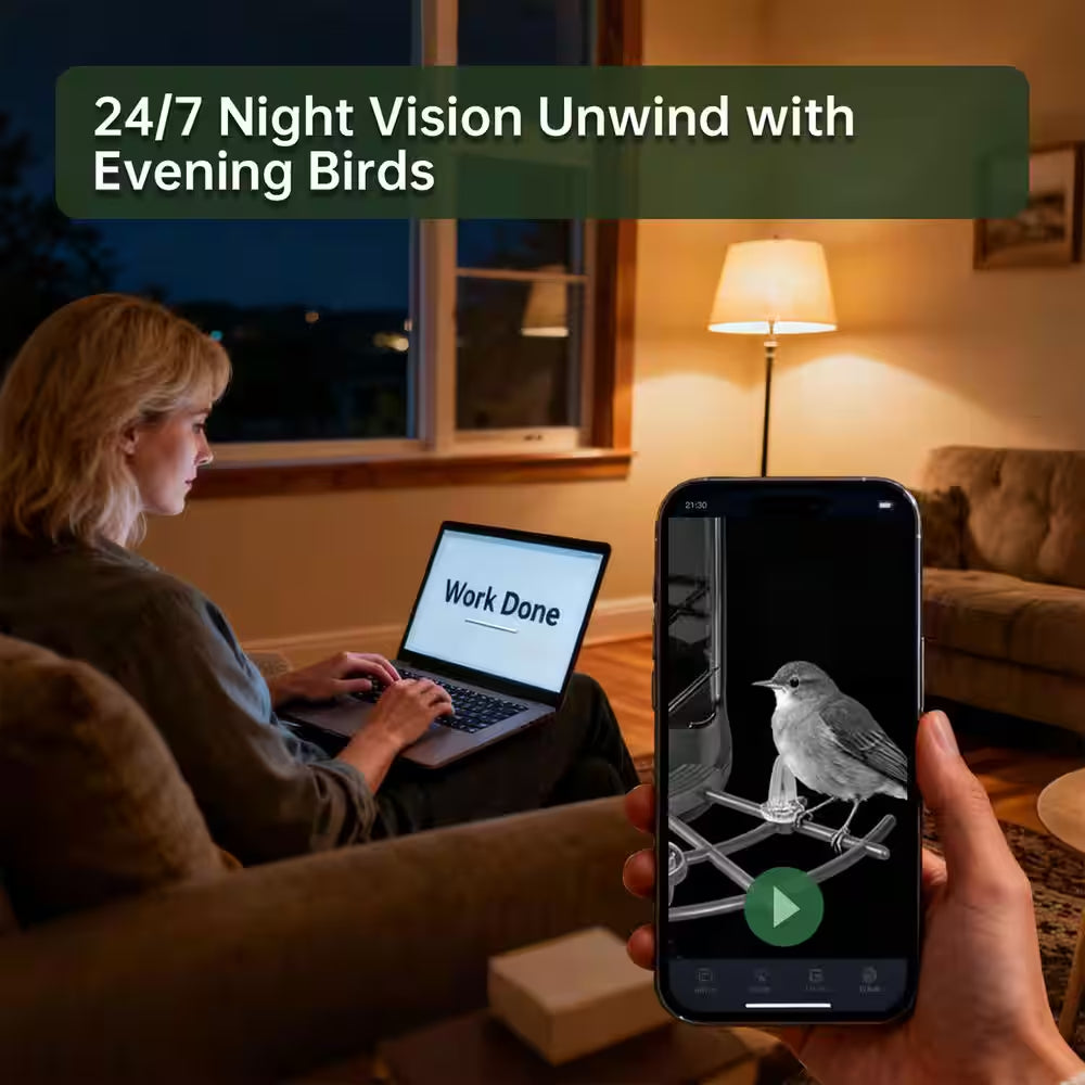 Advanced Solar-Powered Hanging Bird Feeder with Integrated Camera and AI Recognition for Enhanced Night Vision