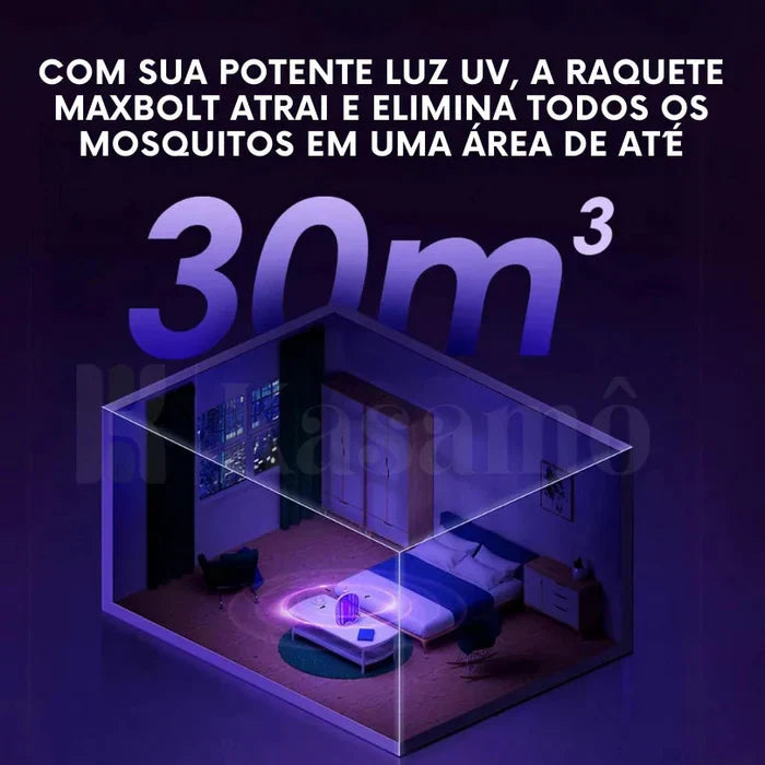 Raquete Max Bolt - Mata-Mosquito Com Ions de Atração