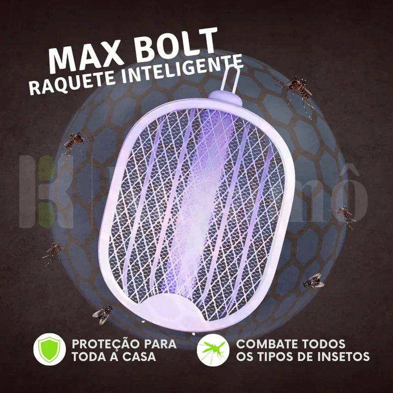 Raquete Max Bolt - Mata-Mosquito Com Ions de Atração