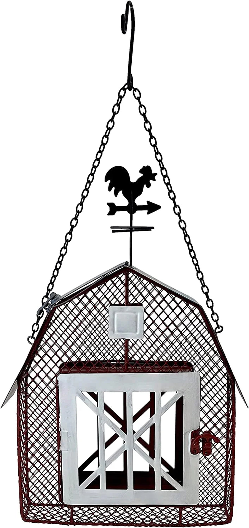 Sunflower Seed and Suet Feeder, Metal Mesh Bird Feeder, Red Barn
