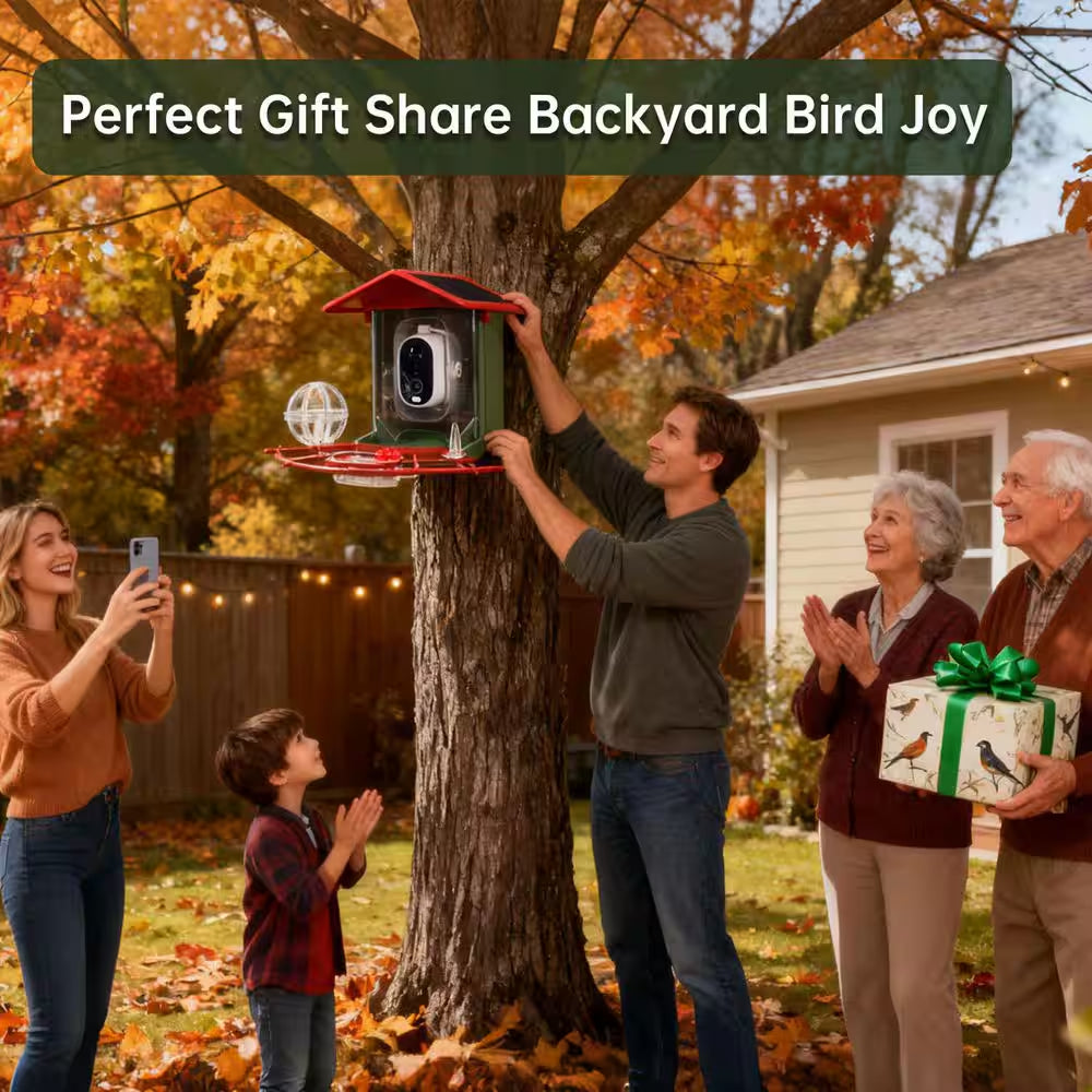 Advanced Solar-Powered Hanging Bird Feeder with Integrated Camera and AI Recognition for Enhanced Night Vision