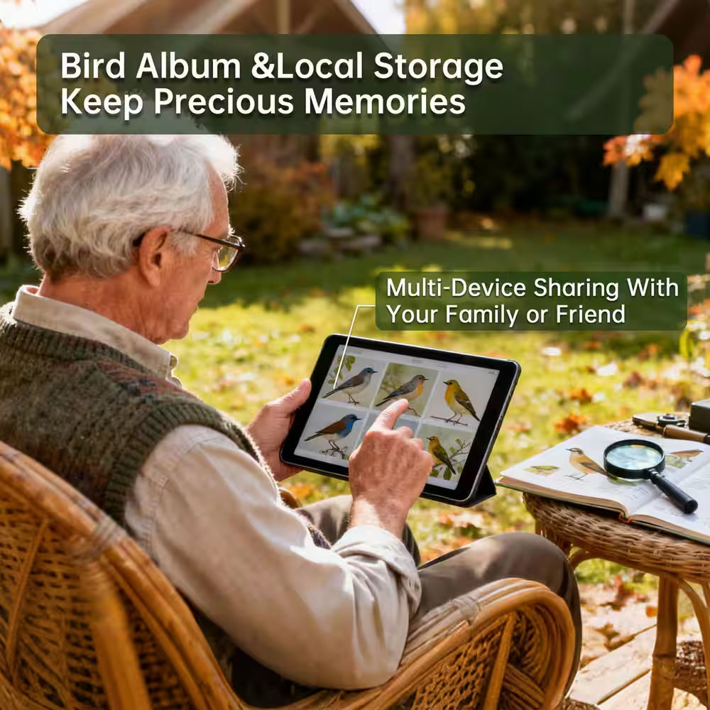 Advanced Solar-Powered Hanging Bird Feeder with Integrated Camera and AI Recognition for Enhanced Night Vision