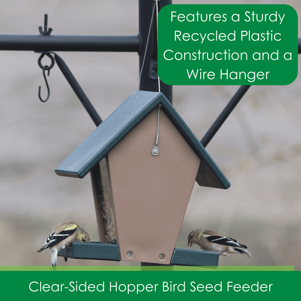 Hopper Feeder Recycled Plastic Wild Bird Feeder for Bird Seed, 6 Cup Capacity