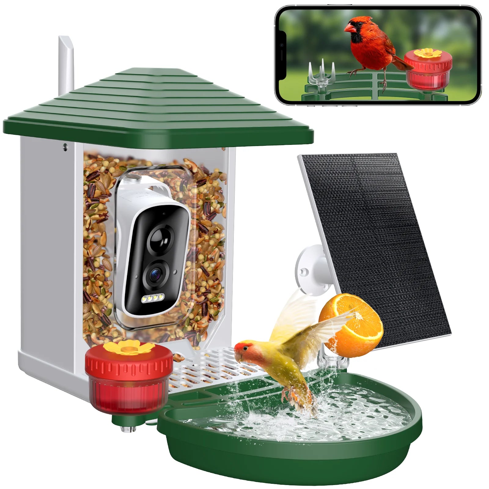 Smart Bird Feeder with Camera, 5MP HD, AI Bird Recognition, Solar Powered Wifi Outdoor Squirrel Proof Feeder, Bird Watching Gift for Holidays Christmas Thanksgiving New Year